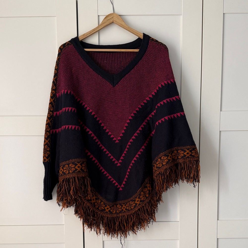 Fantastic Fawn Knit Poncho Sweater